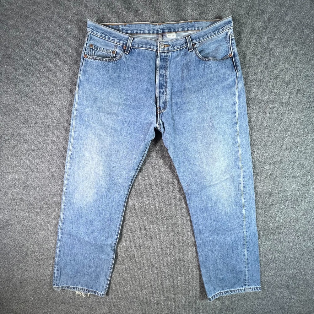 VINTAGE 90s Levi's 501 Jeans Men's 42x32 Blue Cotton Denim Straight Button-Fly